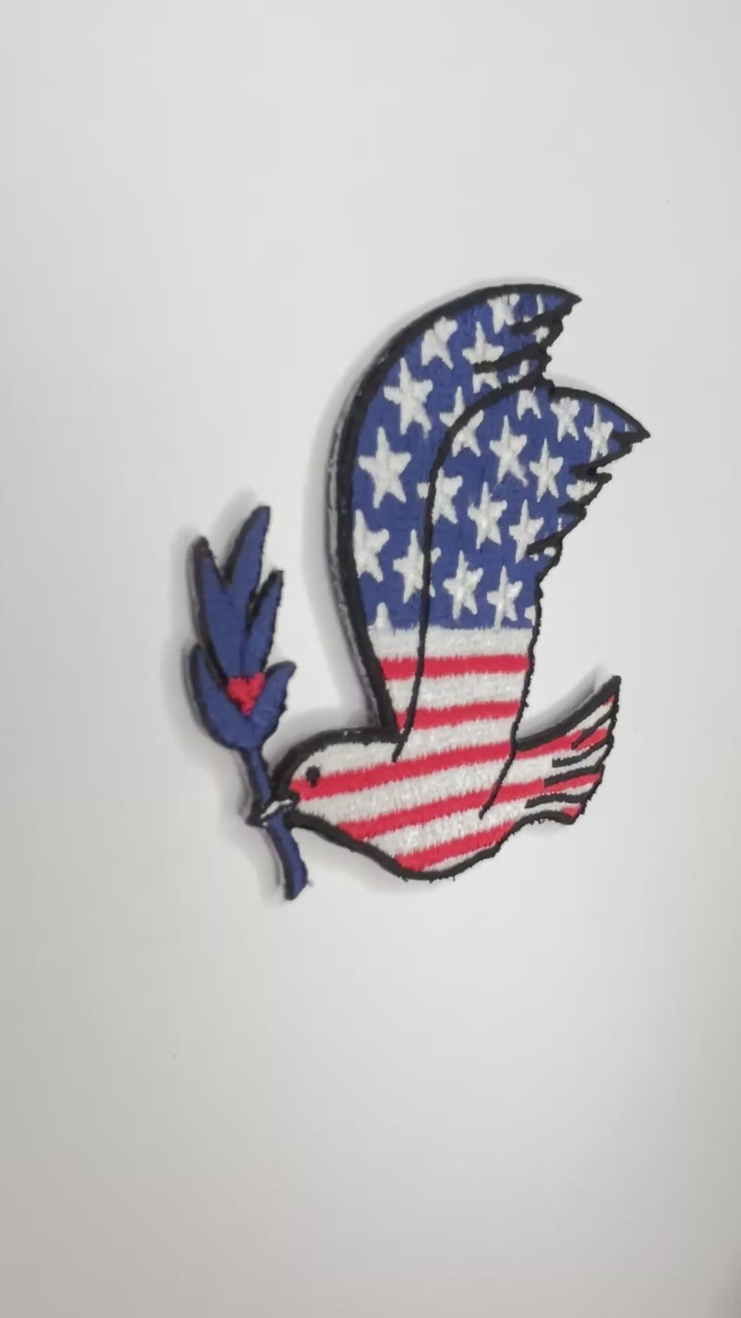 American Flag Dove Embroidered Patch